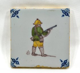 Antique  Royal Tichelaar Makkum Factory Tile With Soldier