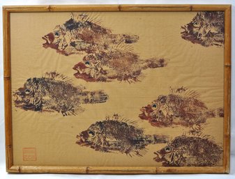 Antique Gyotaku Fish - Signed Japanese Woodblock On Rice Paper