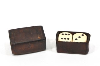 Antique Italian Set Of Dice In Leather Case