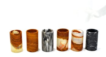 Lot 6 Carved Onyx & Marble Stone Shot Glasses