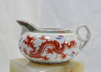 Antique Chinese Famille Rose Porcelain Creamer With Dragons