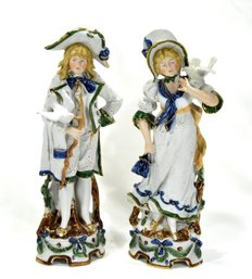 Pair Vintage  Figurines Victorian Couple With Doves