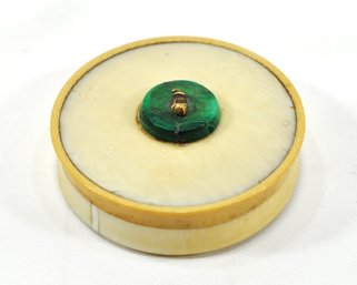 Antique 19th C. Miniature Trinket Box: Solid Gold Fly, Bone, Tortoise Shell, Malachite