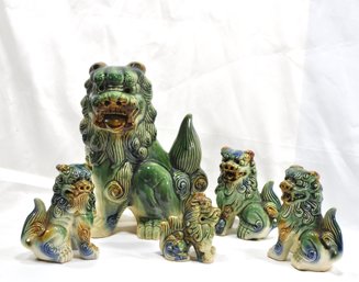 Set 5 Chinese Foo Dogs, 10.5' Tallest