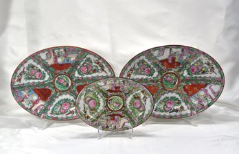 Set 3 Vintage Chinese Rose Medallion Oval Platters