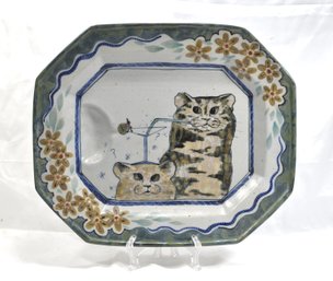 Vintage Highland Stoneware Tray - CATS Drinking Cocktail