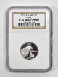 2007-S IDAHO Silver 25c PF69 ULTRA CAMEO NGC