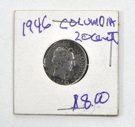 1946-B Columbia Silver 20 Centavos