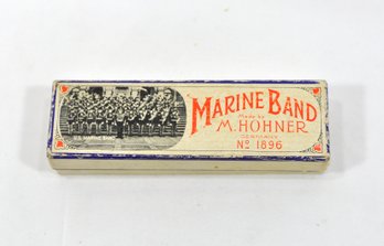 Vintage M. Hohner Marine Band Harmonica No. 1896 Made In Germany W/ Box Key G