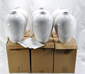 Lot 6 Brand New Wilowy White Ceramic Vases