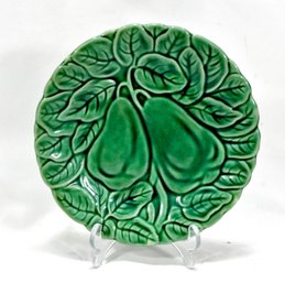 Vintage Green Majolica Pottery Pears & Leaves  Plate