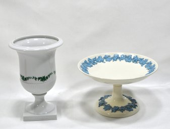 Lot 2 Porcelain Frstenberg Krater Vase & Wedgwood Pedestal Bowl