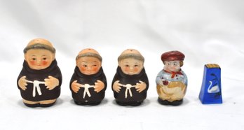 Vintage Group Of Mini Porcelain Shakers Hummel Monks