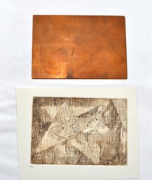 RUTH WINSOR (1903-1983) Original Copper Plate For ' Deer Memories' Etching