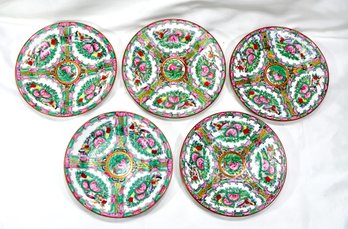 Lot 5 Vintage Chinese Rose Medallion Plates