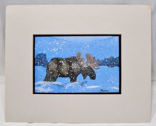 Original MOOSE In Winter Watercolor