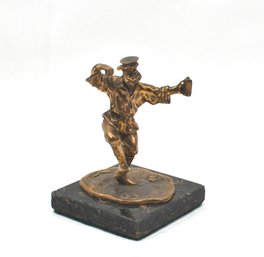 Antique Imperial Russian Miniature Dancing Drunker Bronze