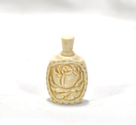 Antique Hand Carved  Snuff Bottle With Elephant & Flower