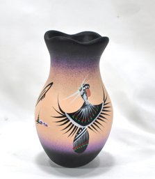 Vintage Signed Navajo Hand Painted Pottery Vase