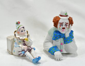 Lot 2 Porcelain Clown Figurines Music Box