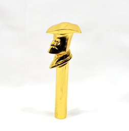 Vintage Brass Cane Walking Stick Man Face Handle