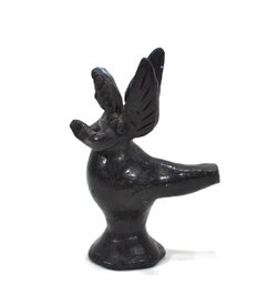 Vintage Hand Made Black Clay Angel Whistle