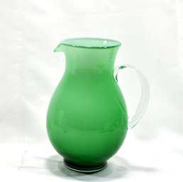 Vintage Spring Green Blown-glass Pitcher.
