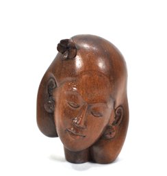 Small Hand Carved Female Bust Head