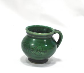 Vintage Miniature Green Pottery Cup 2.5'