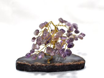 Small Vintage Handmade Amethyst Gemstone  'Mystical Tree' Sculpture