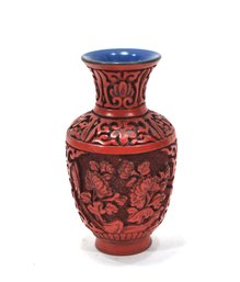Vintage Chinese Brass Cinnabar Vase