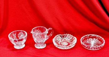Vintage Cut Glass Sugar And Creamer, Waterford Crystal Bowl