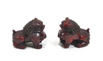 Pair Miniature Chinese Feng Shui Temple Lions Fu Dogs