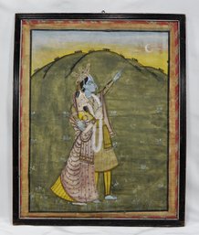 Antique Hindu Painting  Krishna And Radha