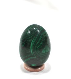Vintage Polished Natural Malachite Egg Carving