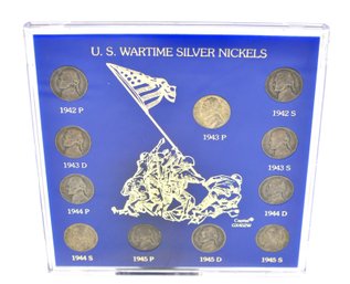 US Wartime Silver Nickels 11 Coin In Plastics Holder
