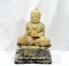 Large Antique Chinese Hand Carved Soapstone Figure Of BUDDHA