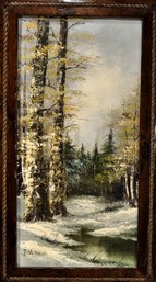 Alice J. (Silva) MEDINA (1922-2005) Winter Landscape Oil Painting