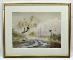 Mariano Ortuzar (Born 1900) Landscape Watercolor