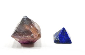 Diamond Shaped Amethyzed Quartz & Lapis Pyramid