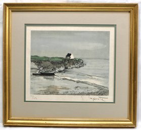 Georges Laporte (1926 - 2000) Coastal View Hand Signed Color Lithograph