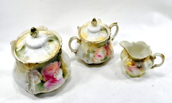 Antique RS Prussia 1900 'Pink Roses' Porcelain Set