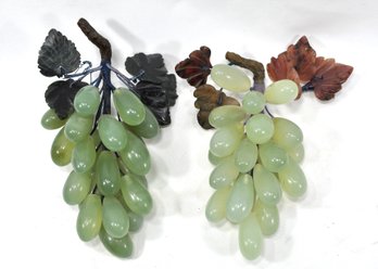 Vintage Italian Alabaster Marble Stone Jade Green Grape Clusters With Stem