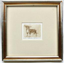 Vintagel Miniature Chihuahua Dog Etching 1976- Signed