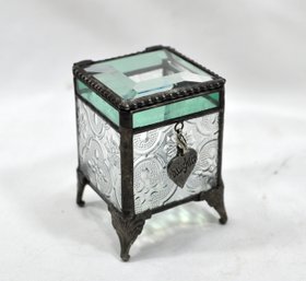 Vintage Stained Glass Charm Box  With ' Daughter' Charm