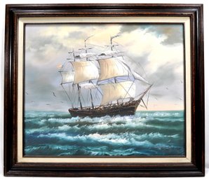 Al Chapnick (20th Century)  Vintage Clipper Ship Oil Painting