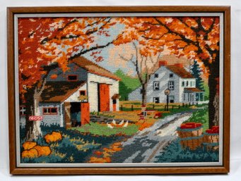Vintage Embroidery Farmhouse In Fall