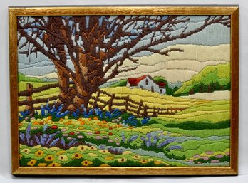 Vintage Embroidery Countryside In The Spring