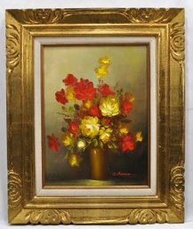 Vintage Flower Still Life Oil Painting - Signed