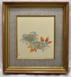 Roppei MATSUMOTO Japanese Blue Crab Framed Painting